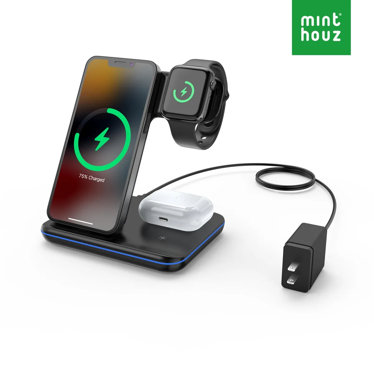 Minthouz Marketplace Minthouz Marketplace MT-CW002 3-in-1 Wireless Charger 18W Black — product photo