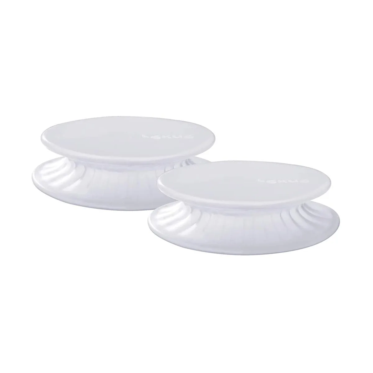Two clear silicone lids, 3.3 inches stretching to 3.9 inches, round and flexible