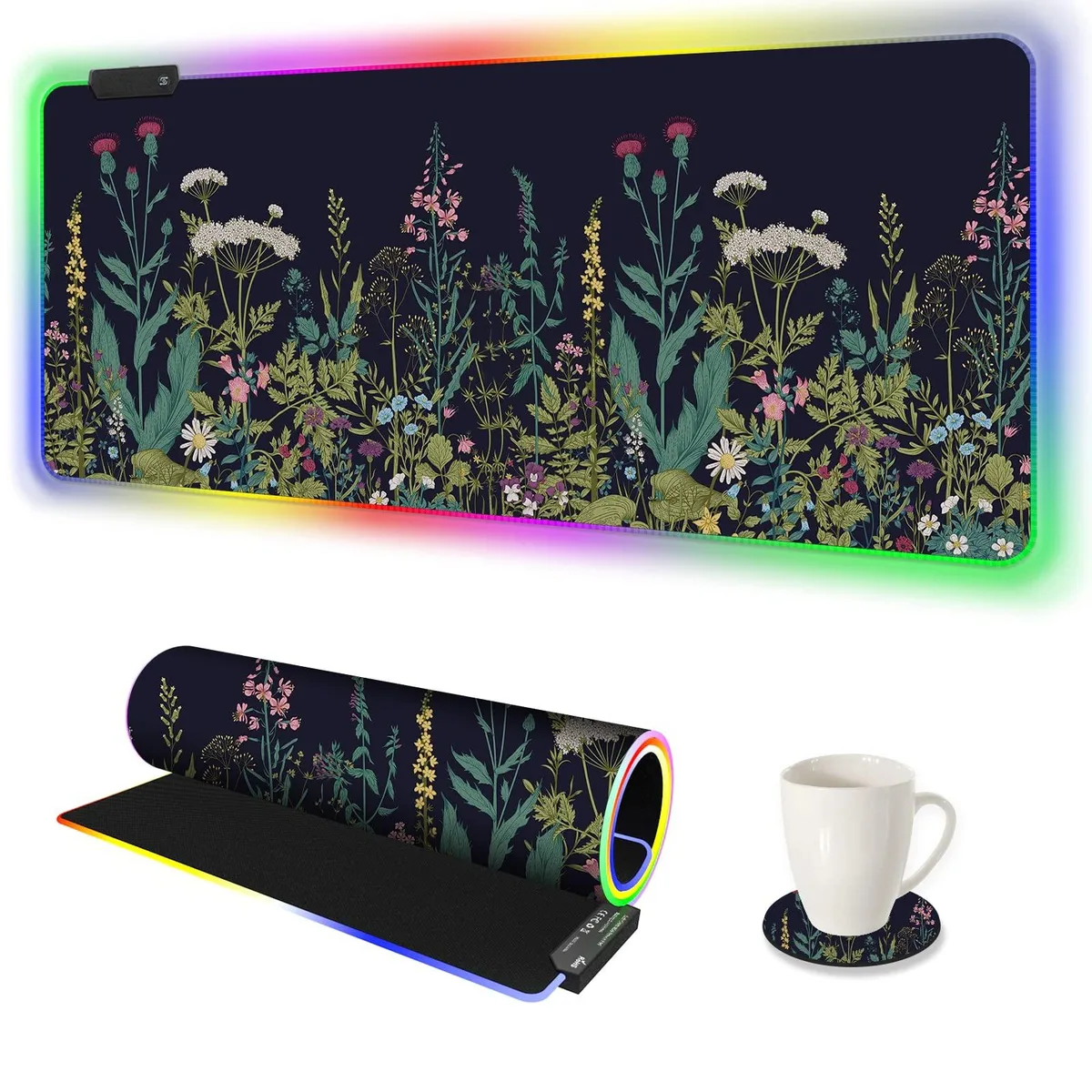 KEHIPI KEHIPI RGB Gaming Mouse Pad Large 900x400mm Flowers Plants — product photo