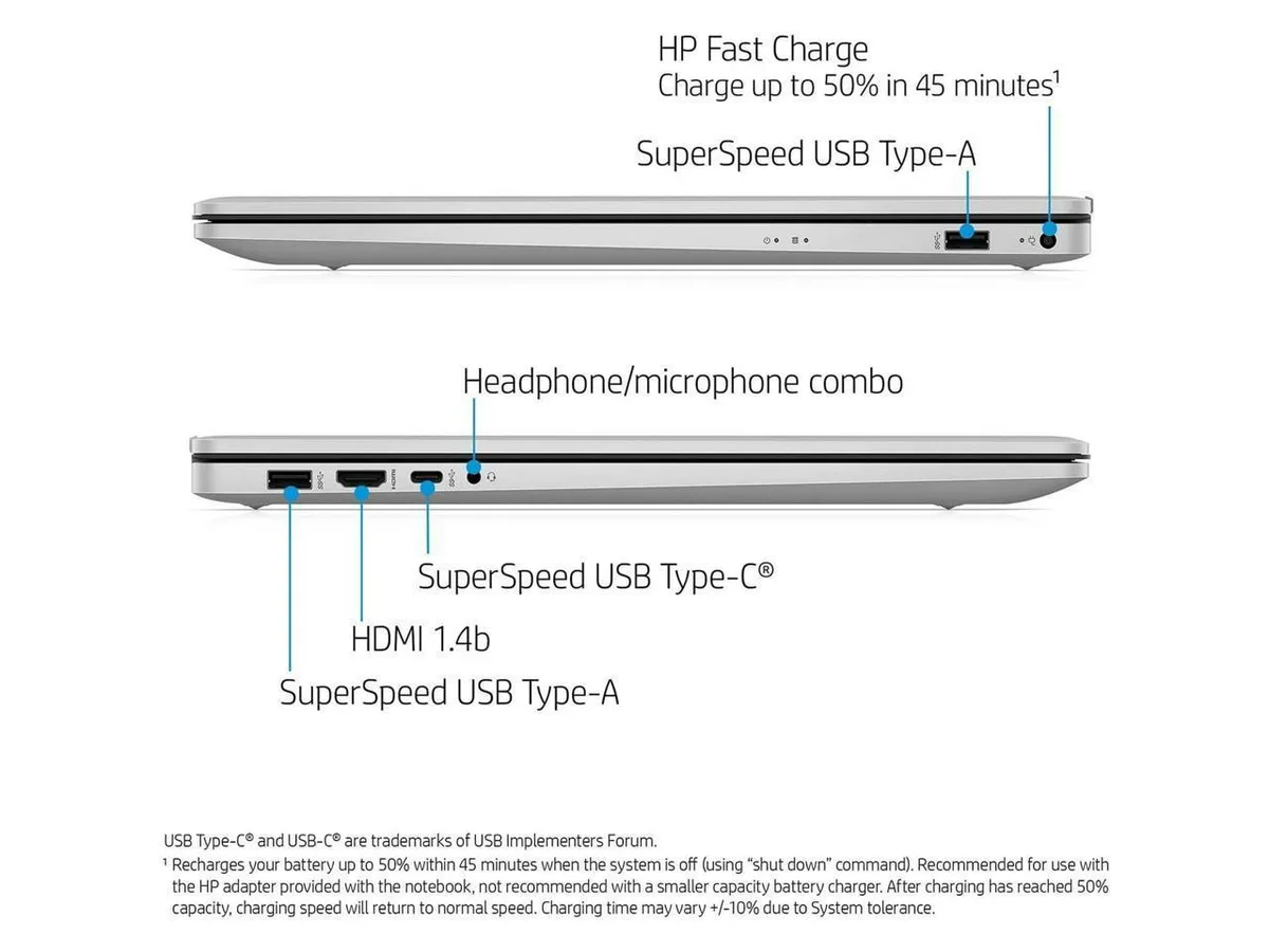 HP HP 17.3" HD+ Touch Laptop AMD Ryzen 5 PRO 7530U 16GB 1TB SSD Windows 11 Pro Silver — product photo