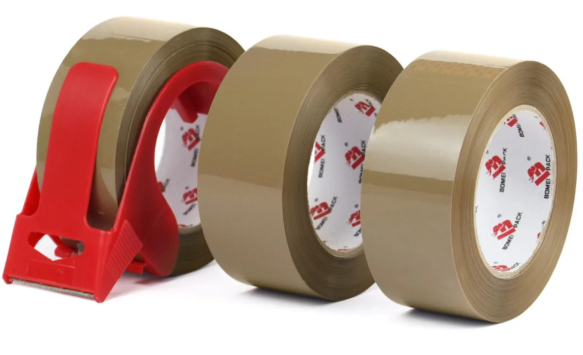  BOMEI PACK Heavy Duty Brown Packing Tape 2.6 mil 1.88 inch x 110 Yards 3 Pack 330Y with Dispenser — product photo