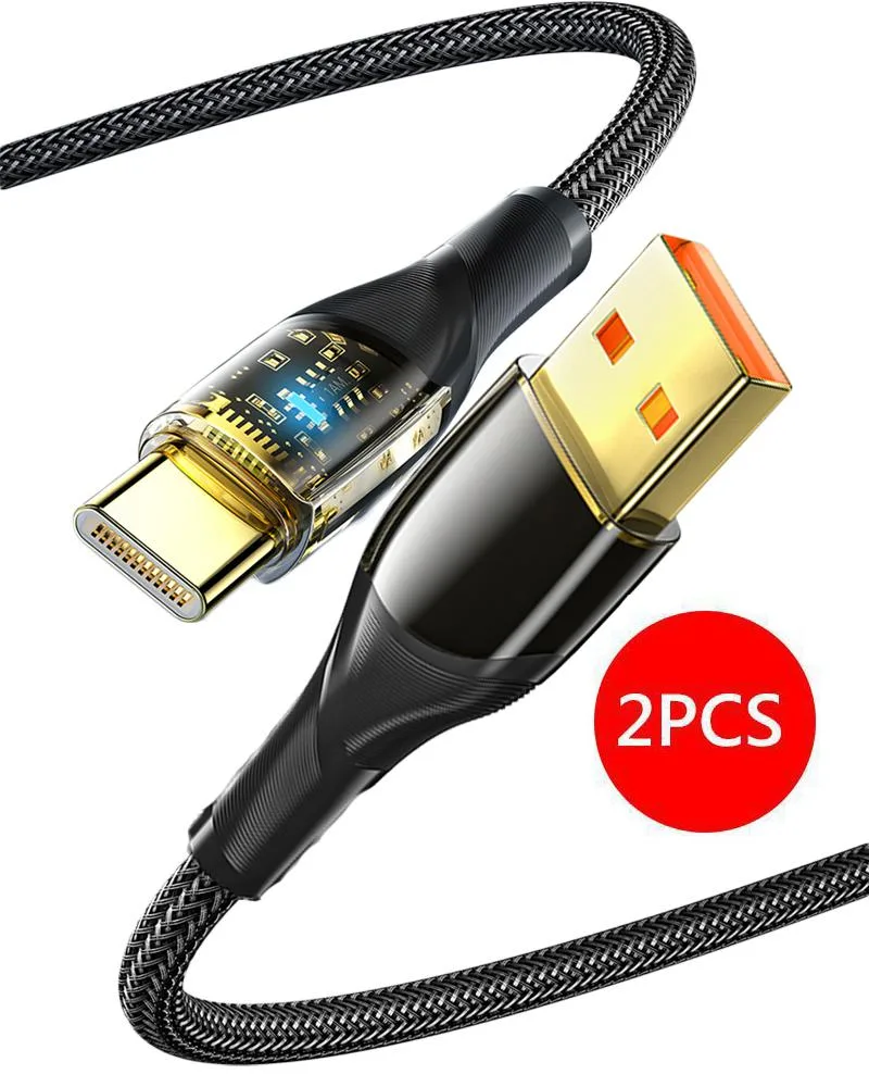 Jansicotek Jansicotek Essager XR 100W USB A to USB C Cable 6.6FT 2-Pack Transparent Black — product photo