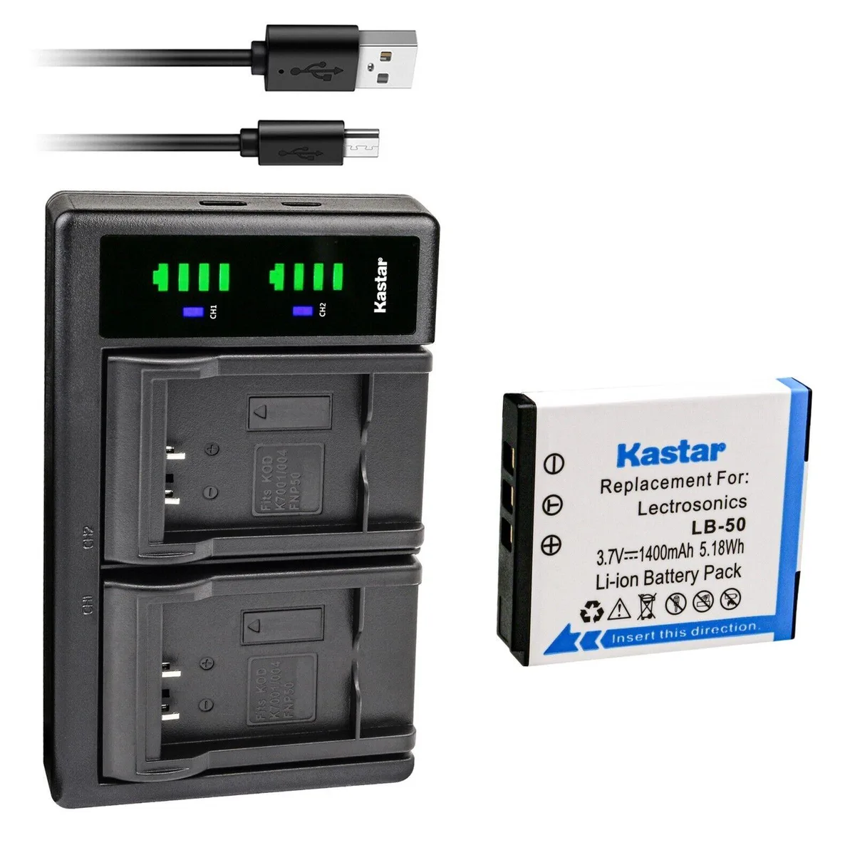 Kastar Kastar LB-50 1400mAh Battery & LTD2 USB Charger — product photo