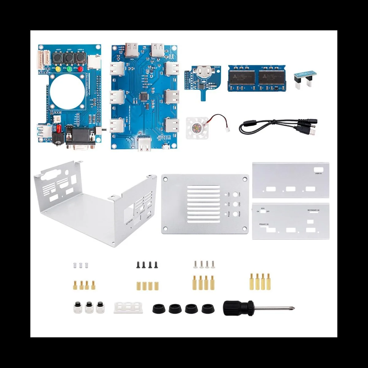 YINGHUA YINGHUA 128MB Motherboard V2.9 + USB Hub V2.1 DIY Metal Case Kit Silver — product photo
