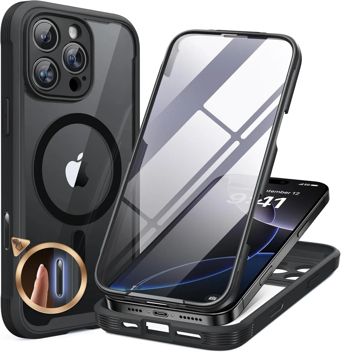 iworkmart iworkmart Magnetic iPhone 16 Pro Case Full-Body 6.3 inch Black — product photo