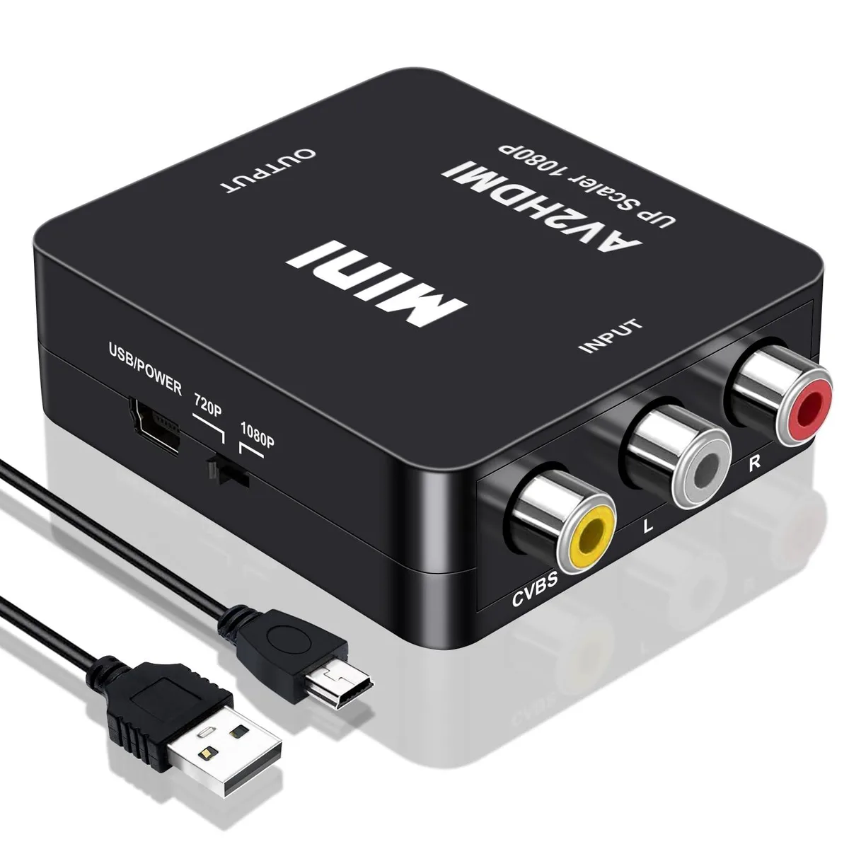 Small black rectangular box with RCA and HDMI ports