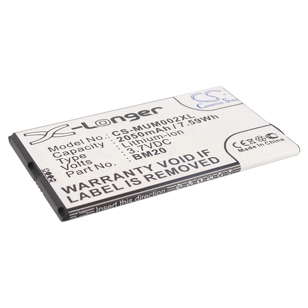 Cameron &amp; Co Cameron &amp; Co DS-CS-MUM002XL cell phone battery 2.05 Ah — product photo
