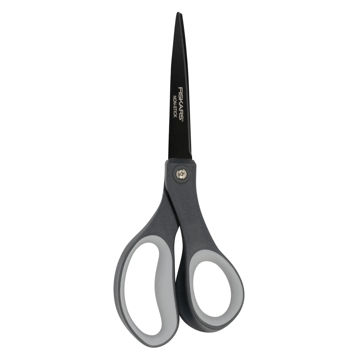 Orange-handled titanium-coated scissors with ergonomic soft grips, 8 inches long