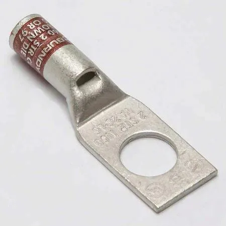 Copper compression lug, straight barrel, brown finish, single half-inch stud hole