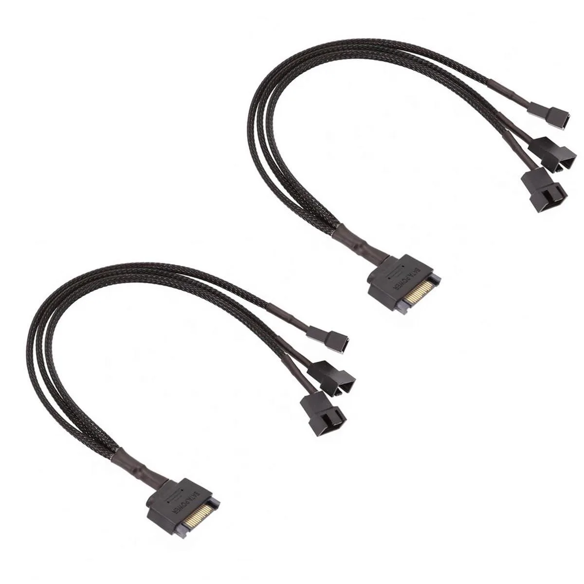 Vszerda Vszerda 2-pack SATA to 3× fan adapter cable 11" black braided — product photo