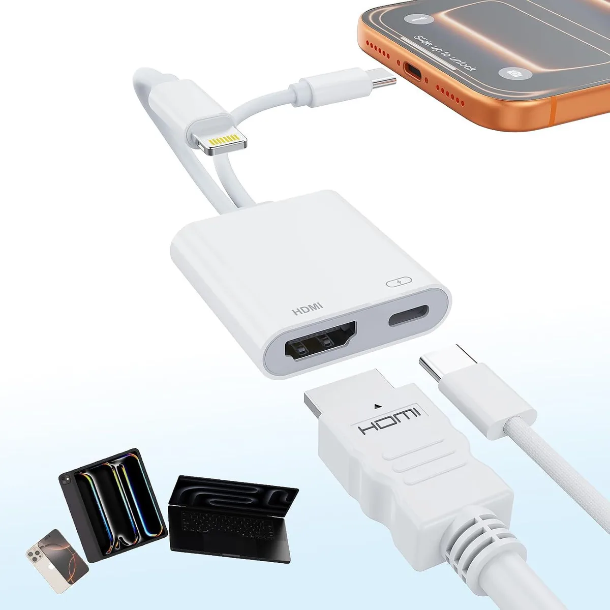 Boxwave Boxwave USB-C &amp; Lightning to HDMI Adapter 4K@60Hz 60W PD — product photo