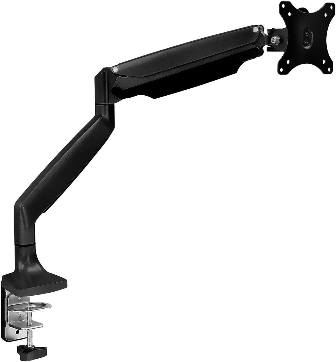PISKEKAT PISKEKAT Server Rack Single Monitor Arm Gas Spring 19-32 Inch VESA 75x75 100x100 Clamp Grommet — product photo