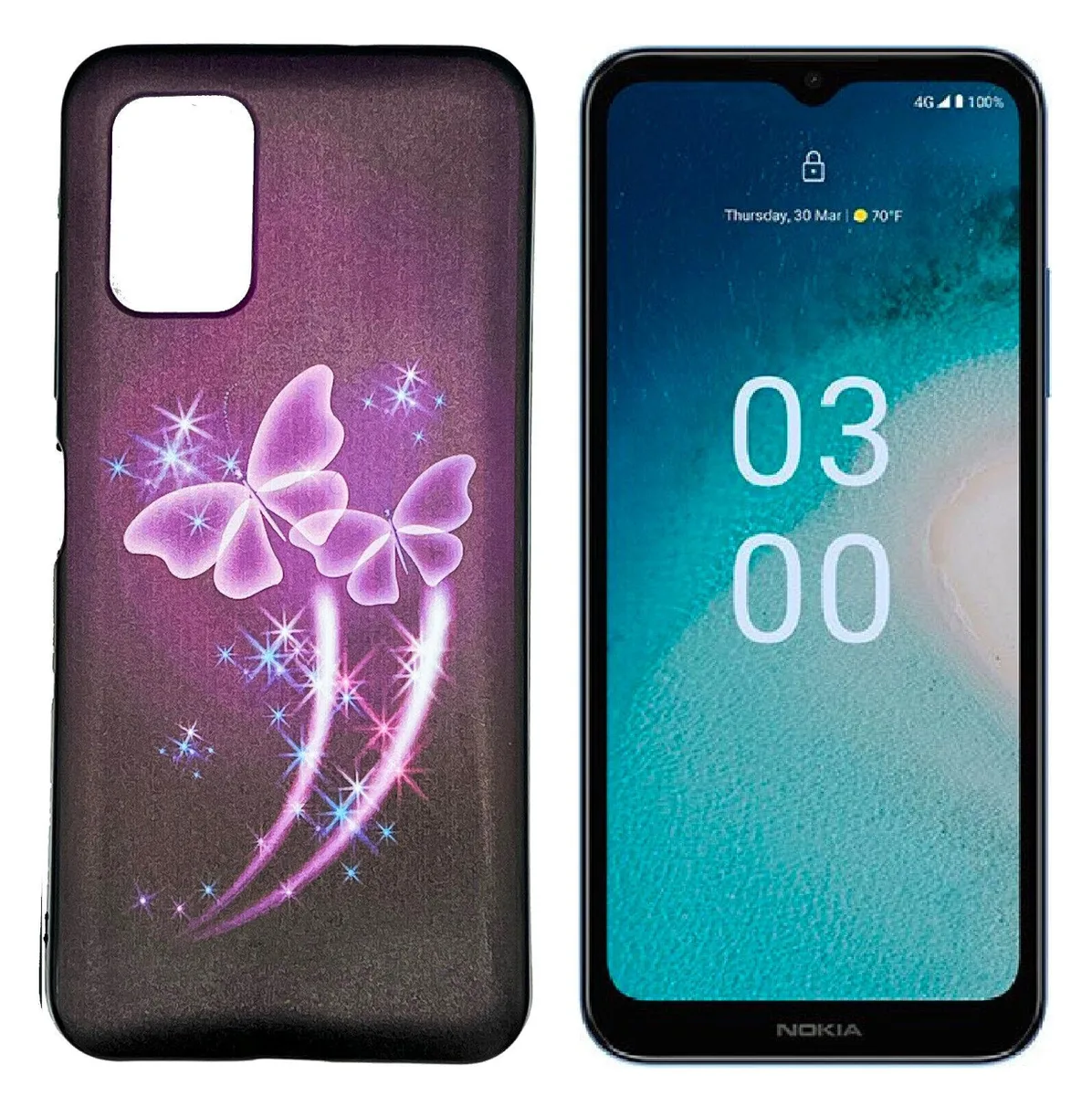 ExtremeCases - Generic ExtremeCases - Generic Nokia C300 N155DL TPU Case Purple Butterfly — product photo