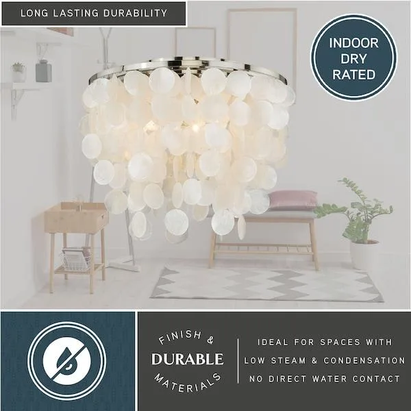 Vaxcel Vaxcel C0079 Elsa 16-in Satin Nickel Capiz Shell Flush Mount — product photo
