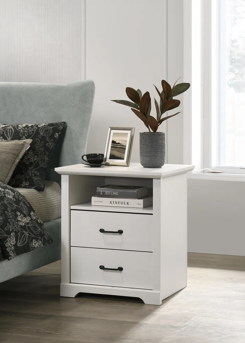 tuphen tuphen Elara 22" White 2-Drawer Nightstand USB-A USB-C — product photo