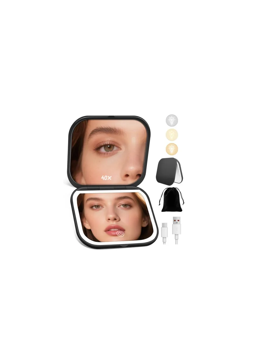 SisKokoro 40X Magnifying Mirror Black 3.5" x 3.2 — product photo