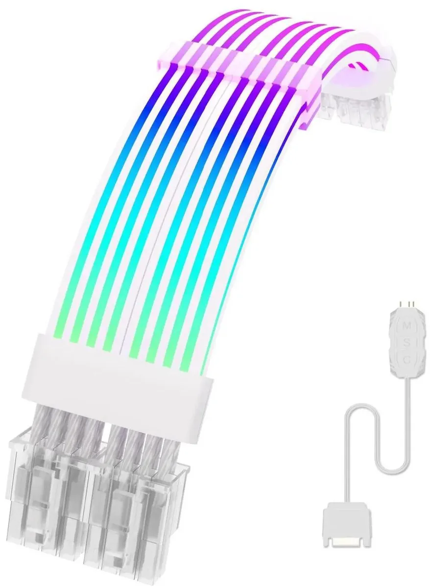 Vszerda Vszerda 8 Pin RGB GPU Cable 2 x 8Pin 6+2 PCIe 5V 3Pin ARGB White — product photo