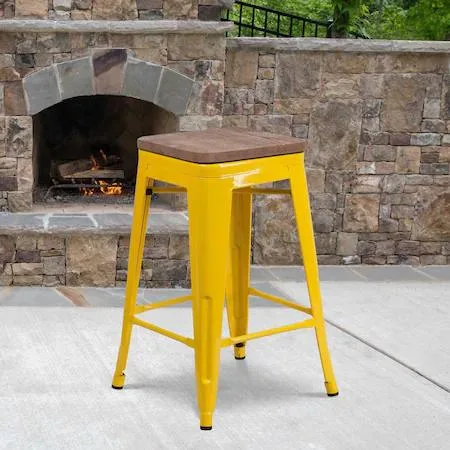 Flash Furniture Flash Furniture Yellow Metal Counter Stool 24 Inch office furniture — product photo