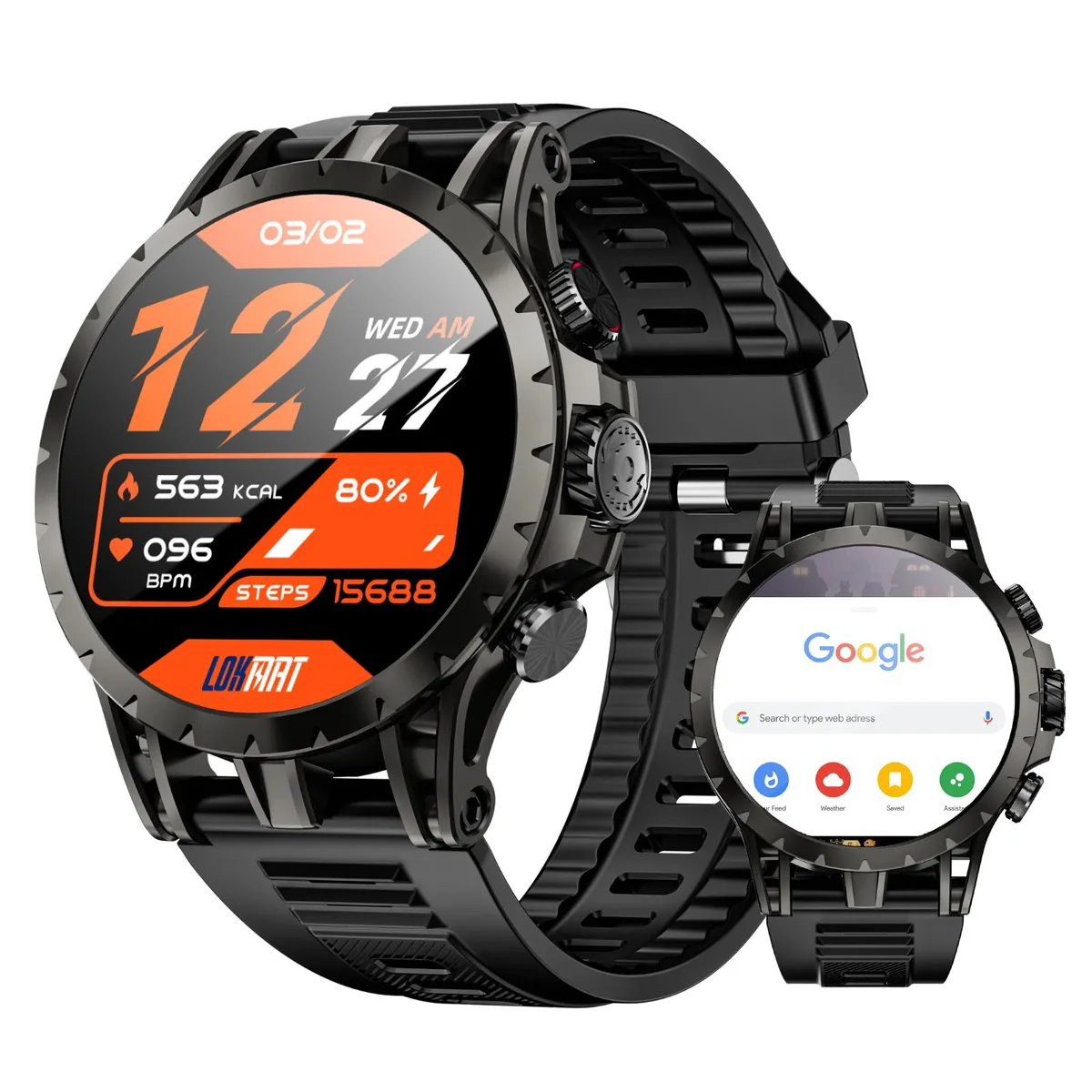 LOKMAT LOKMAT APPLLP 4 4G LTE Smartwatch 1.508" AMOLED 3GB/32GB Black — product photo