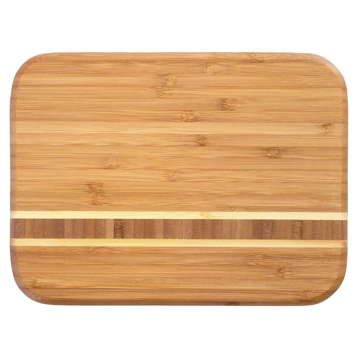Small rectangular bamboo board with dark end-grain inlay banded by lighter strips