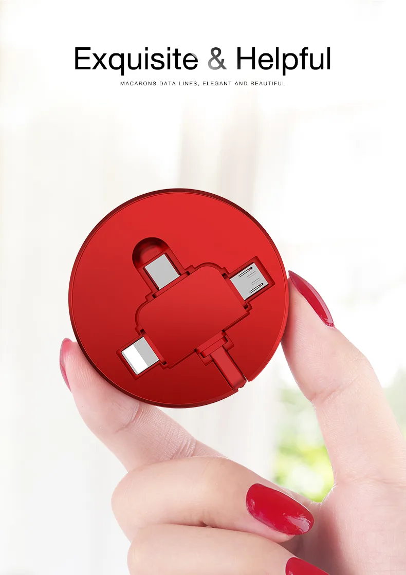 Corn Electronics Corn Electronics 3-in-1 Retractable Cable 100cm Red — product photo