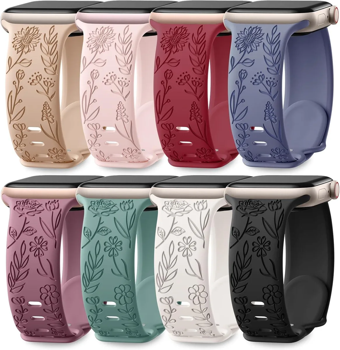 ETEIZU ETEIZU 8-Pack Floral Silicone Watch Bands 38-49mm — product photo
