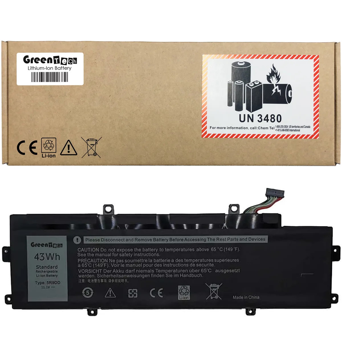 GreenTechLLC GreenTechLLC 5R9DD laptop battery for Dell Chromebook 11 3120 11.1V 43WHR — product photo