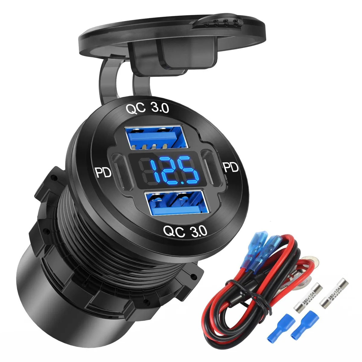  Dell DE22 78W 4-Port 12V USB Aluminum Charger with Voltmeter — product photo