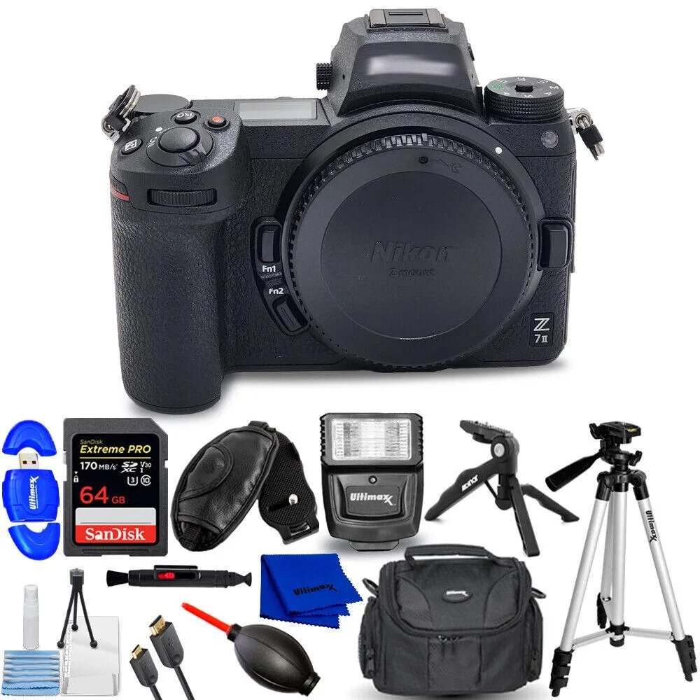 Nikon Global Nikon Z 7II compact mirrorless camera body only 1653 64GB flash bundle — product photo