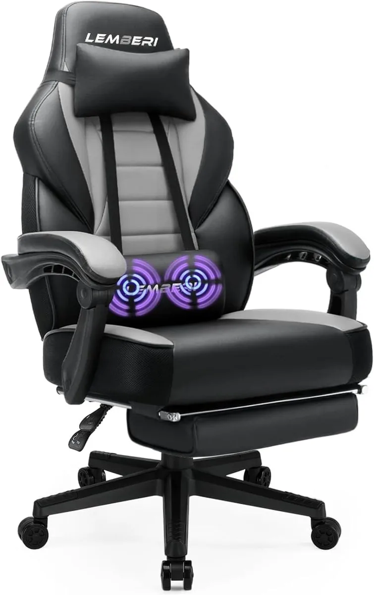 Vitesse Vitesse Gaming Chair Grey 400lb Footrest 90-160° — product photo