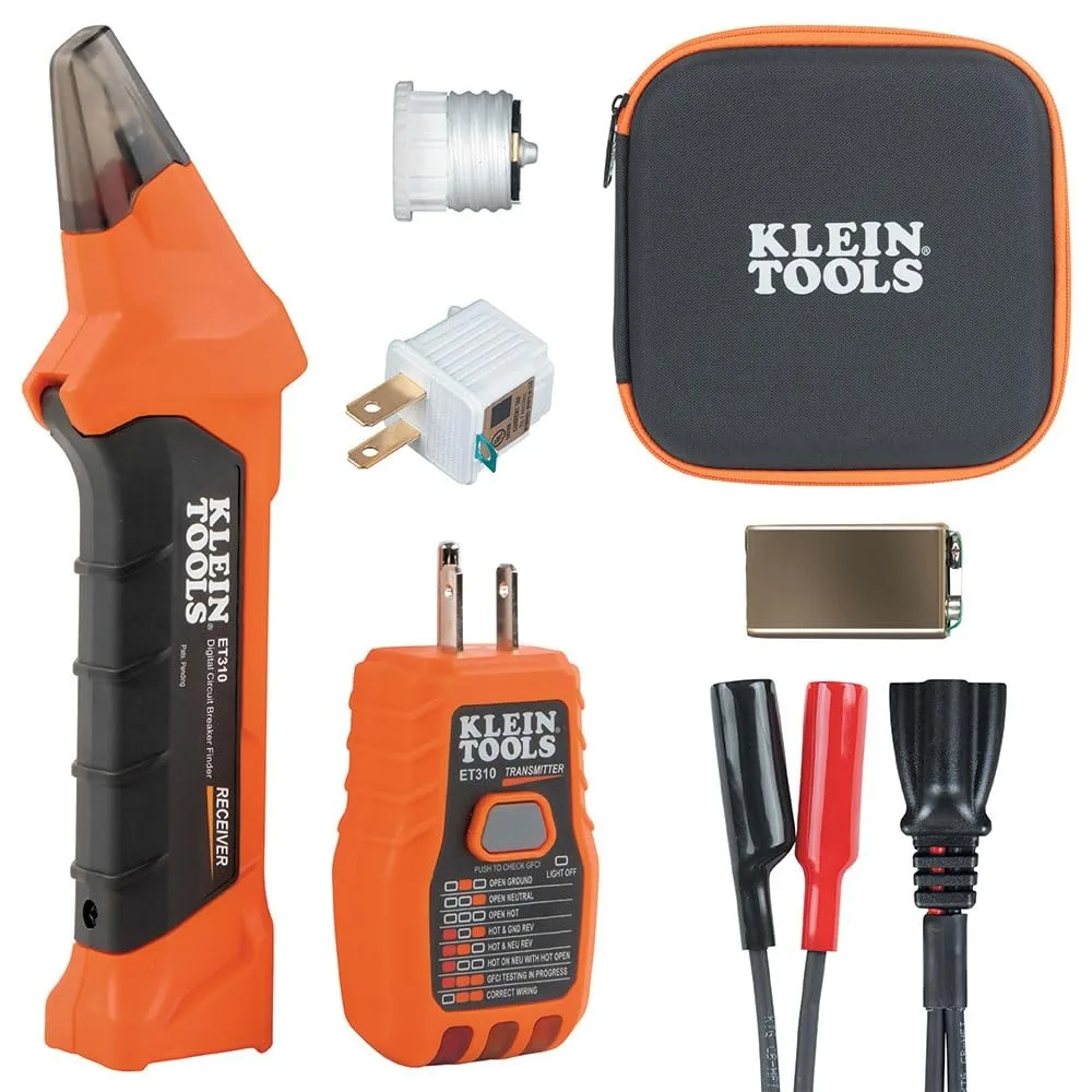 Yellow plastic transmitter and receiver kit in hard case with adapters and leads