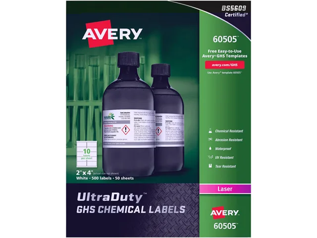 Avery Avery 60505 GHS Chemical Labels 2" x 4" 500 labels 50 sheets — product photo