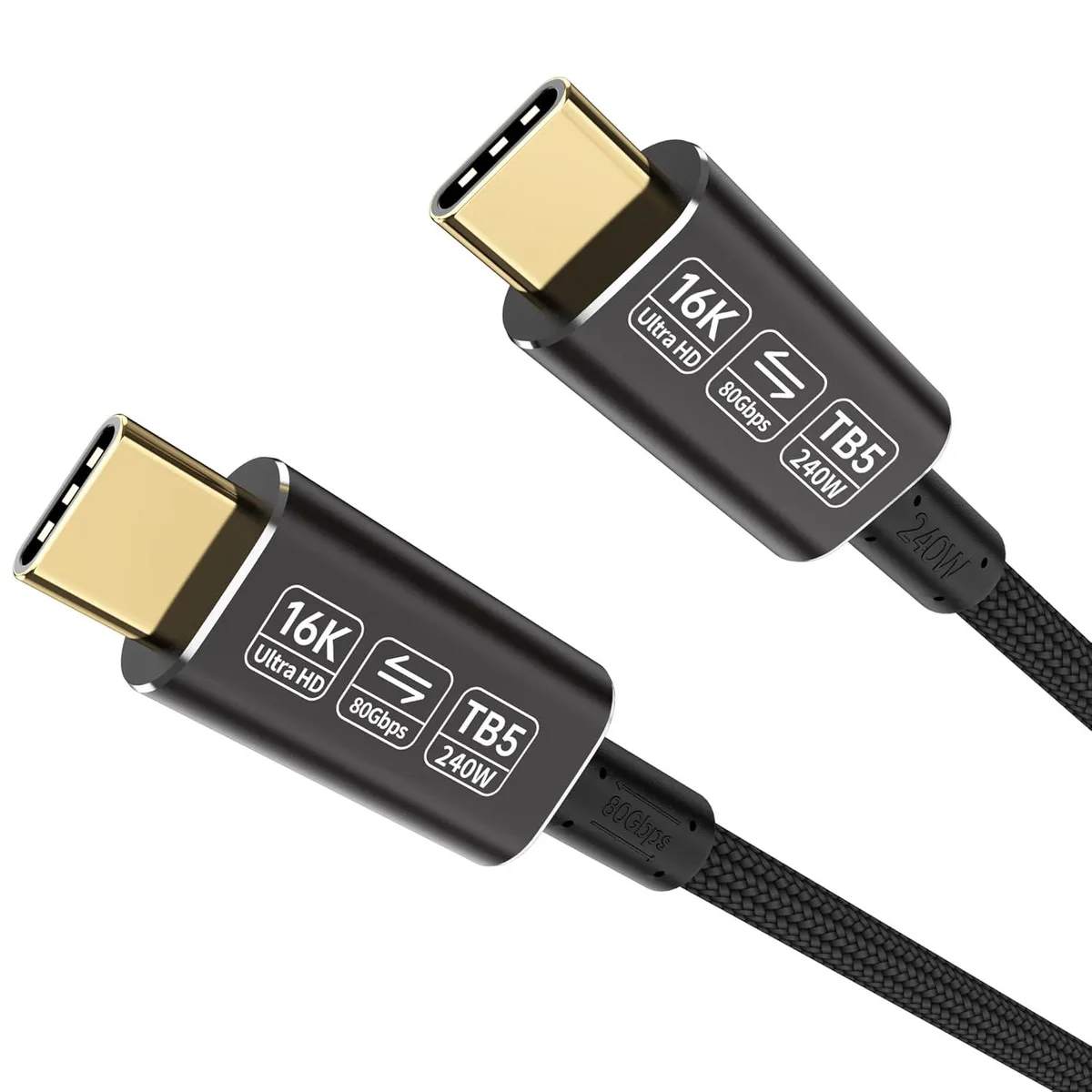 BUCIER BUCIER USB 5 cable USB-C to USB-C 5 ft 80 Gbps 240W Thunderbolt — product photo