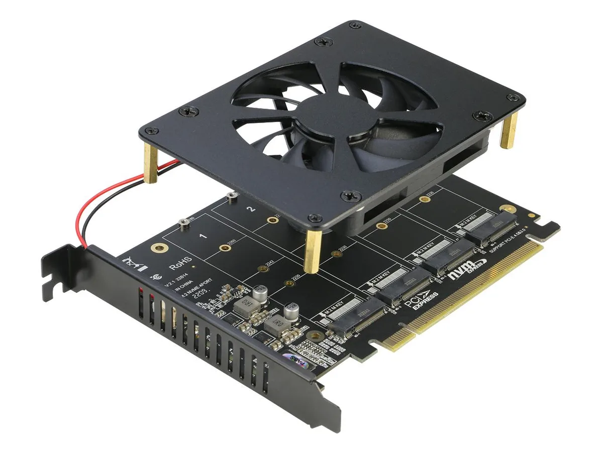 RIITOP RIITOP Quad M.2 NVME SSD to PCI-E 4.0 X16 Adapter Card — product photo
