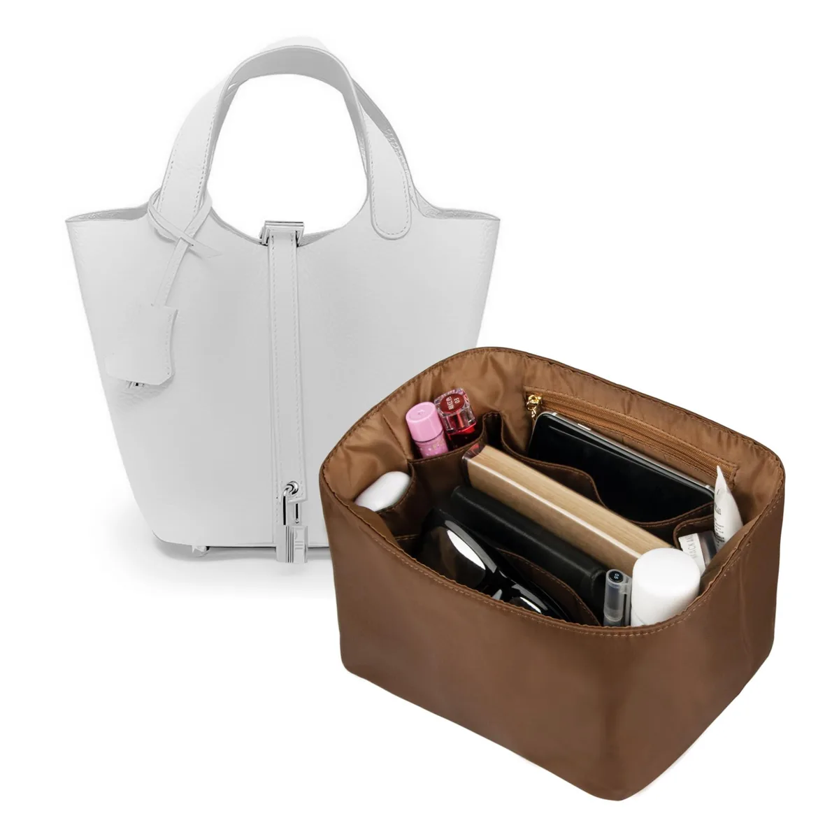  Vercord PURSE135 Handbag Organizer Small Brown 4.72x6.29x5.5in — product photo