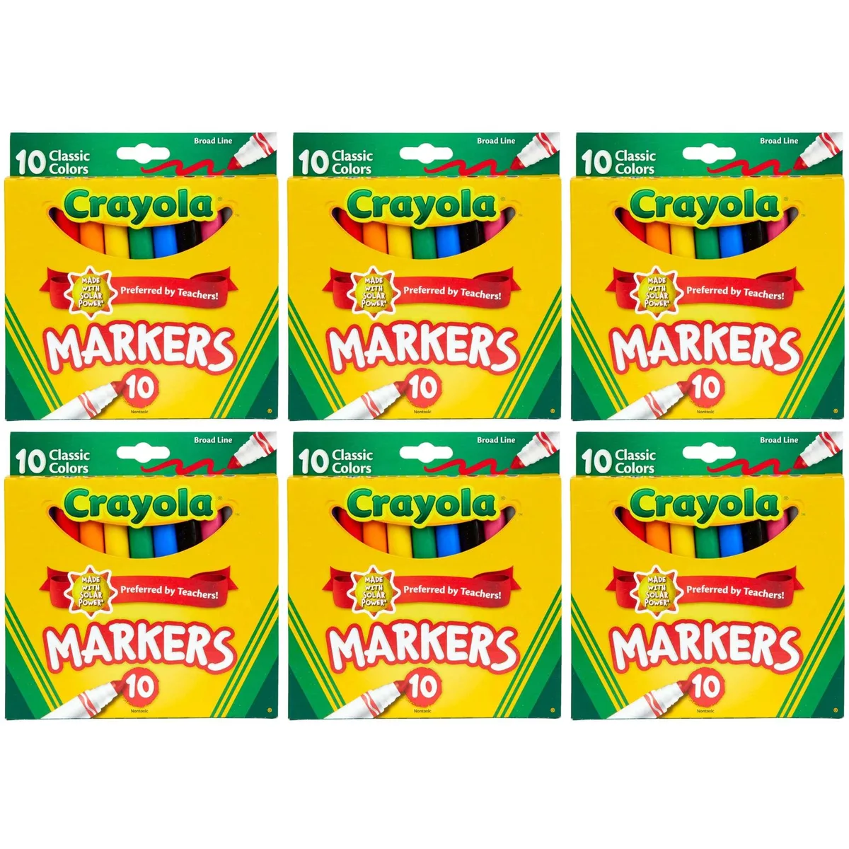Crayola Crayola SP-52125931602238 Classic Broad Line Markers 10 Colors 6 Pack illustration — product photo