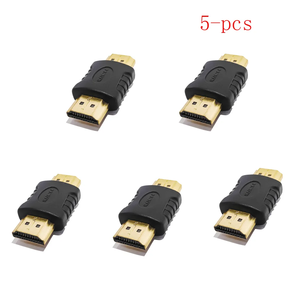 Jansicotek Jansicotek HDMI Male to Male Adapter 5 Pack Black Gold 19 Pin 1080P 10.2GB/s — product photo