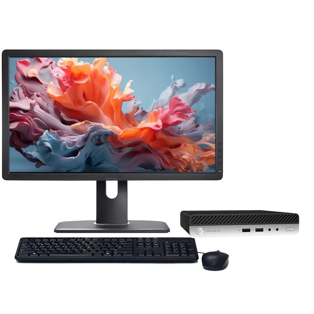 HP HP ProDesk G5 Micro PC Windows 11 Pro i5 9th Gen 6 Core 8GB 256GB SSD 22" LCD — product photo