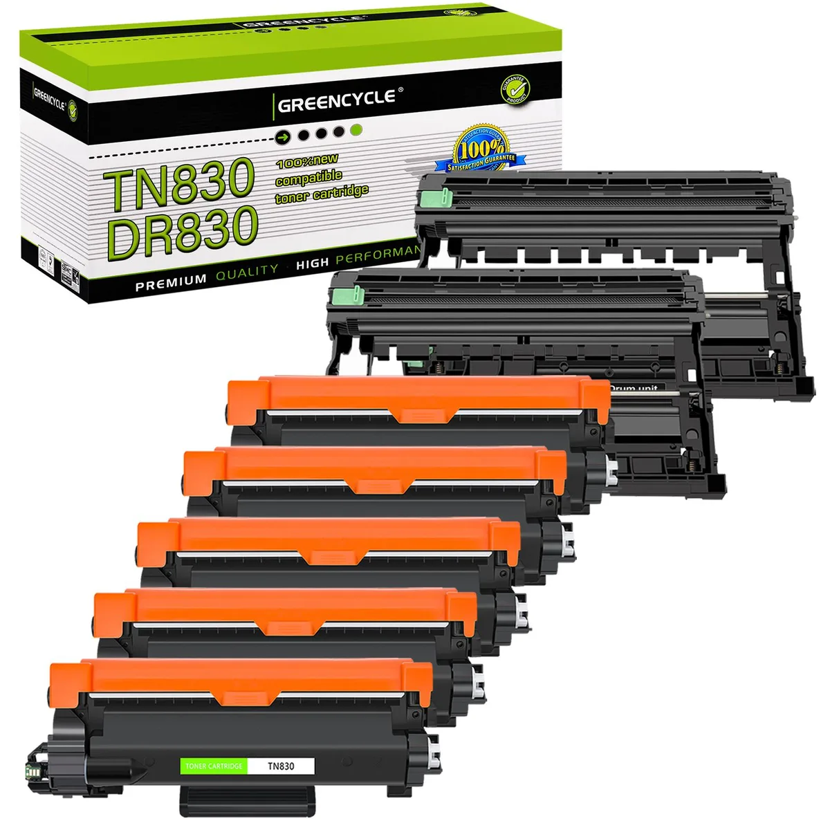 GREENCYCLE GREENCYCLE TN830 5PK + DR830 2PK toner cartridge — product photo
