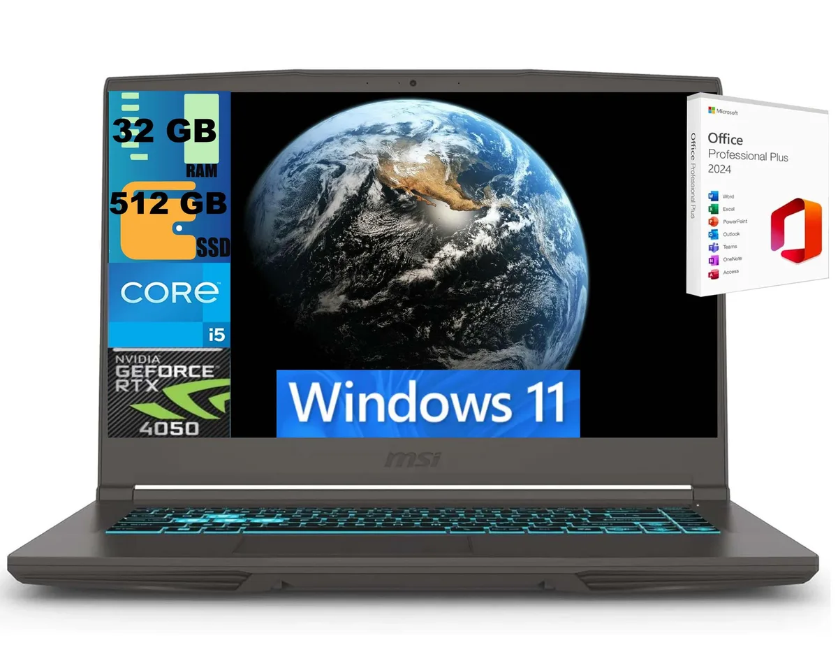 MSI MSI Thin 15 gaming laptop i5-13420H RTX 4050 32GB 512GB 15.6 144Hz Gray — product photo