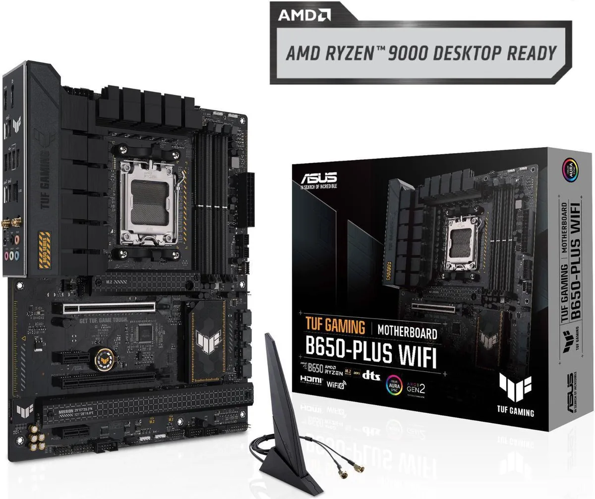 ASUS ASUS TUF GAMING B650-PLUS WIFI AMD B650 AM5 Ryzen Desktop 9000 8000 7000 14 power stages ATX motherboard — product photo