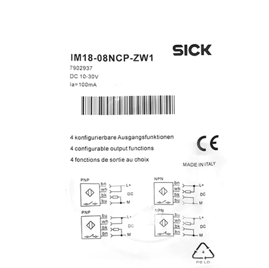 Sick Sick IM18-08NCP-ZW1 M18 inductive sensor PNP/NPN 8mm — product photo