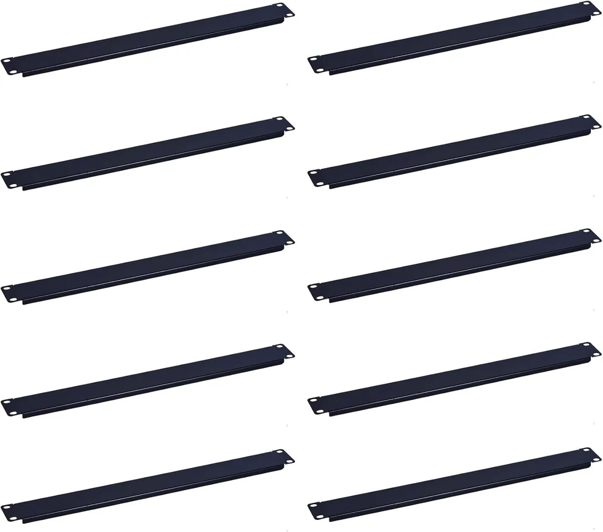 TAURKENAM TAURKENAM 1U Blank Rack Panel 10-Pack 19in 1.75in H .39in D Black Steel — product photo