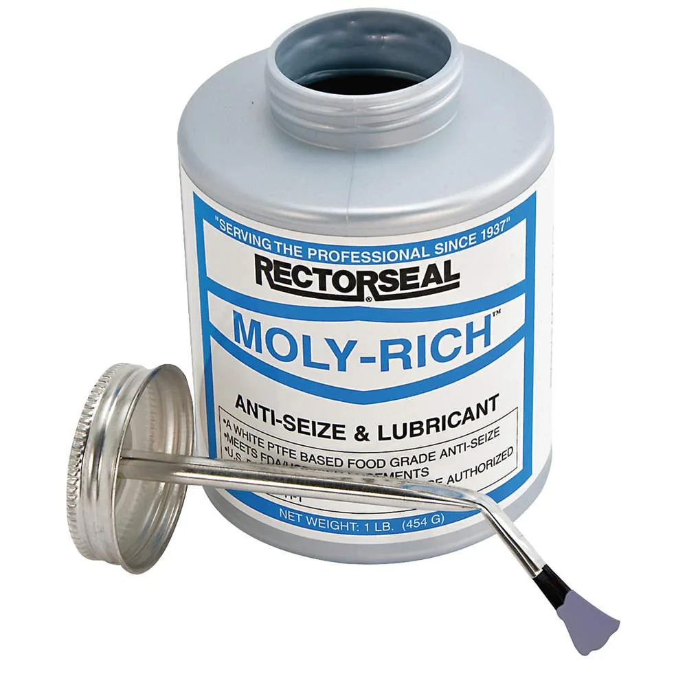 Blue 16 oz brush-top can of moly paste