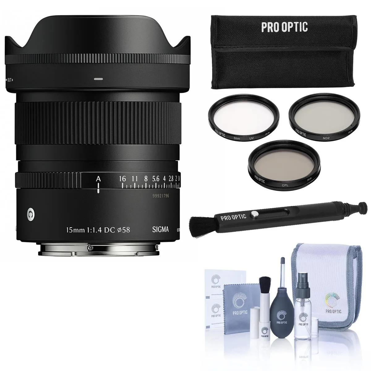 SIGMA Sigma 15mm f/1.4 DC Contemporary Lens for Sony E with Cleaning Kit &amp; 58mm Filter Kit — product photo