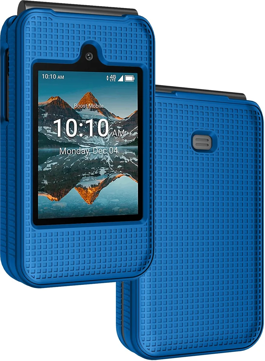 Nakedcellphone Grid Series Case for Consumer Cellular Iris Easy Flip (2024) / Boost Summit 4G - Blue — product photo
