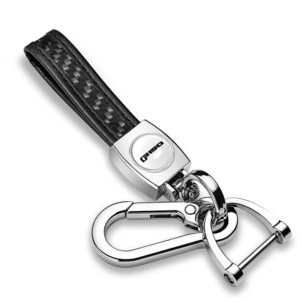 iPick Image, LLC iPick Image, LLC Ford F-150 2015 up White Real Carbon Fiber Loop-Strap Chrome Hook Key Chain — product photo