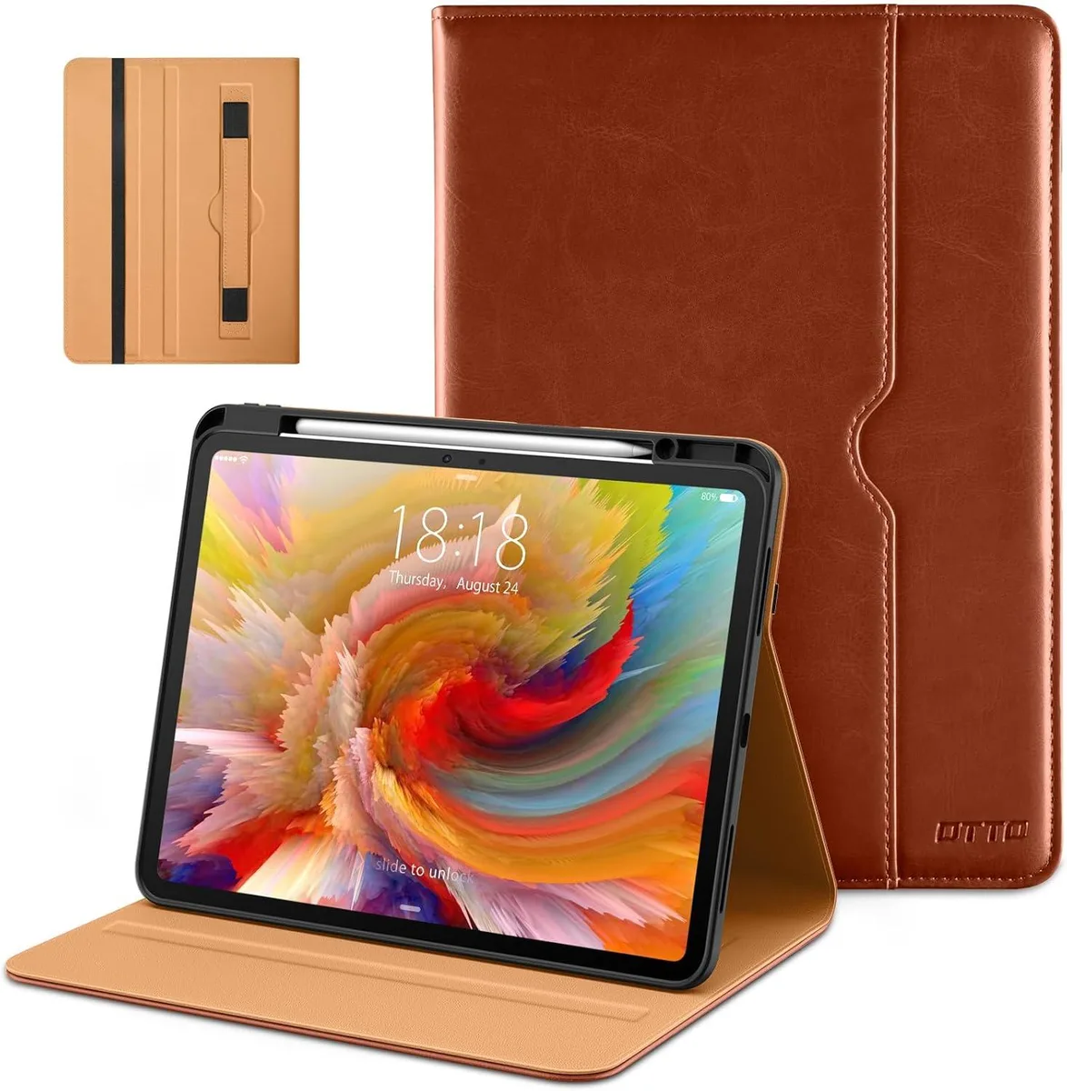 Kootion Kootion iPad Pro 13 Case 2024/2025 Leather Folio Brown — product photo