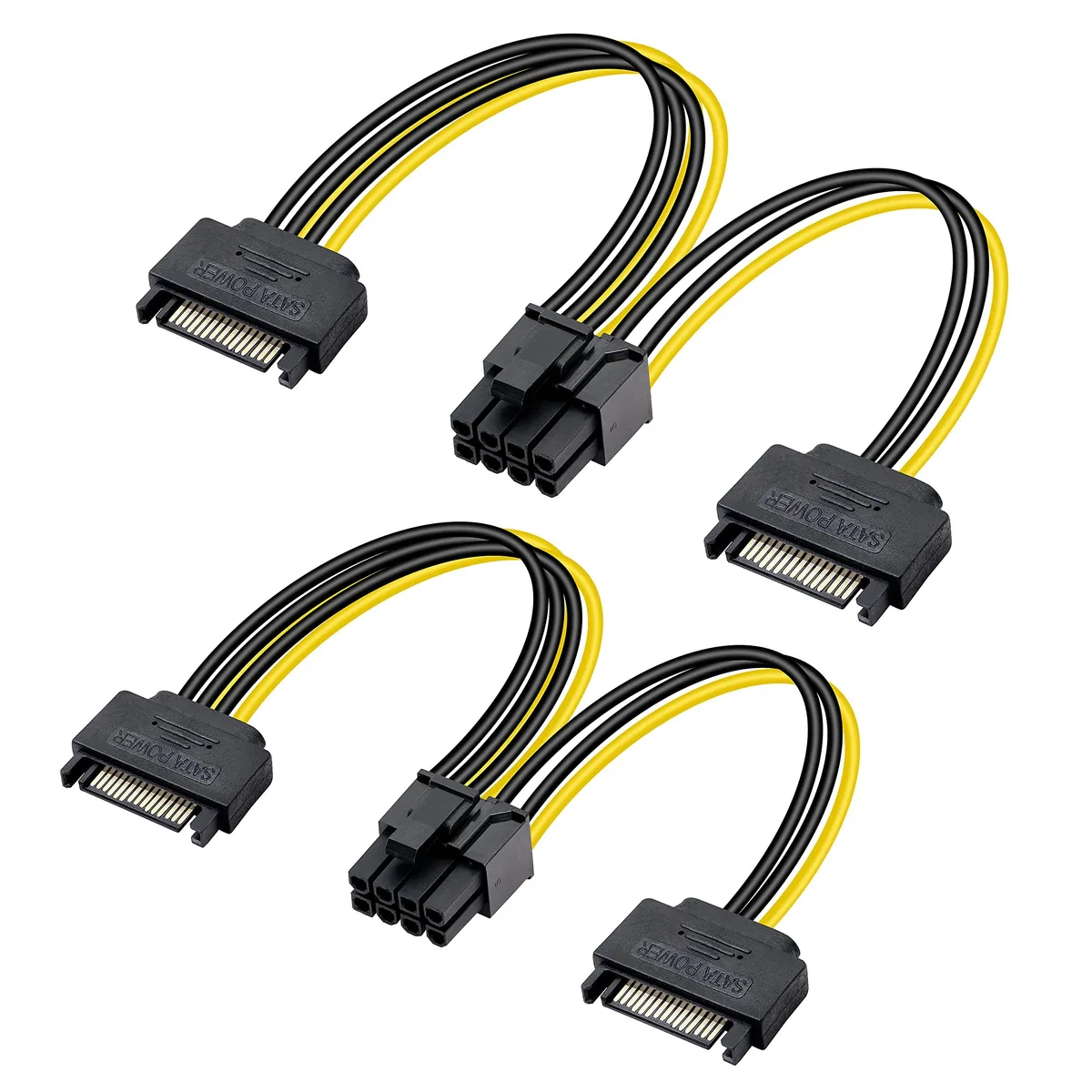 BUCIER BUCIER Dual 15-pin SATA to 8-pin PCIe Power Cable 7.4in 2-pack — product photo