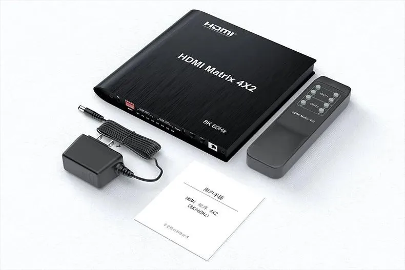YINGHUA YINGHUA 8K HDR HDMI Matrix Switch 4x2 3.5mm Audio 4K 120Hz HDCP 2.3 — product photo